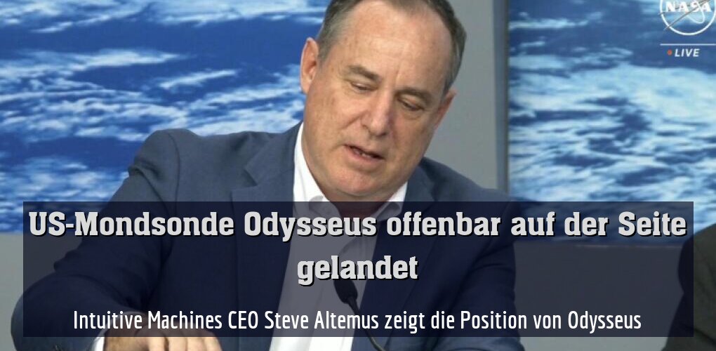 Intuitive Machines CEO Steve Altemus zeigt die Position von Odysseus