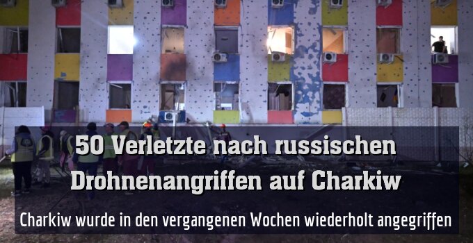 Beschädigtes Wohnhaus in Charkiw nach russischem Angriff