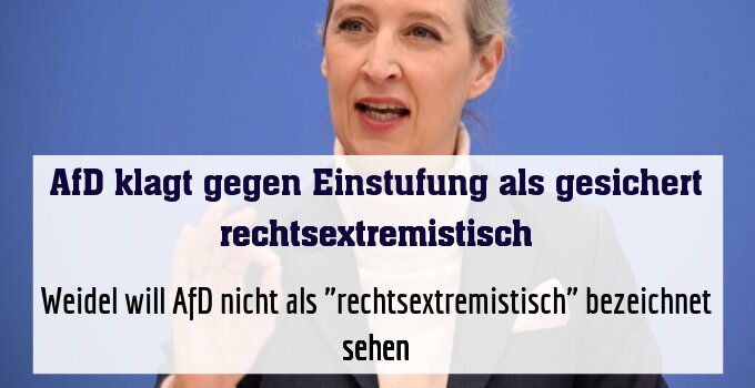 Weidel will AfD nicht als "rechtsextremistisch" bezeichnet sehen