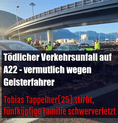 Tobias Tappeiner[25] stirbt, fünfköpfige Familie schwerverletzt