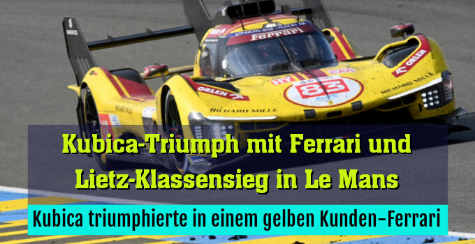 Kubica triumphierte in einem gelben Kunden-Ferrari