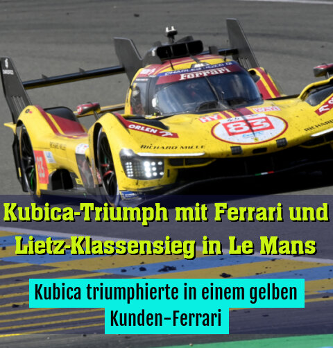 Kubica triumphierte in einem gelben Kunden-Ferrari