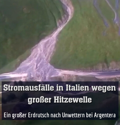 Ein großer Erdrutsch nach Unwettern bei Argentera