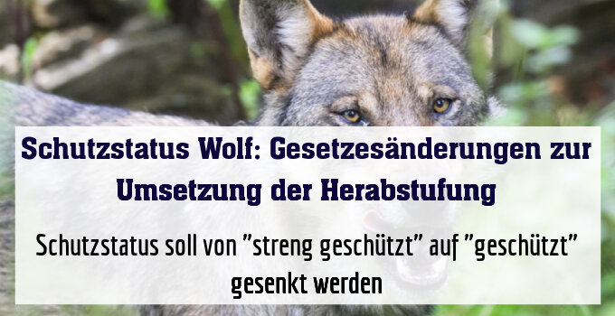 Schutzstatus soll von "streng geschützt" auf "geschützt" gesenkt werden