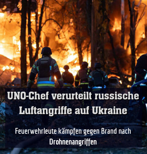 Feuerwehrleute kämpfen gegen Brand nach Drohnenangriffen