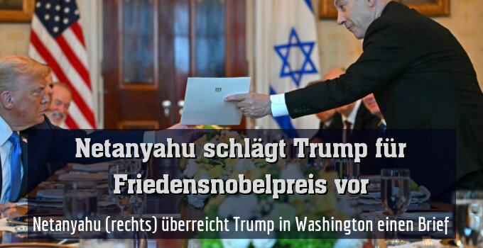 Netanyahu (rechts) überreicht Trump in Washington einen Brief