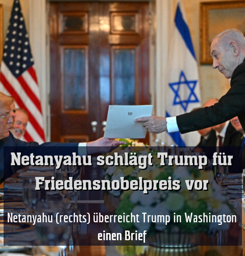 Netanyahu (rechts) überreicht Trump in Washington einen Brief