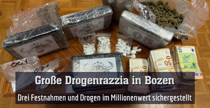 Drei Festnahmen und Drogen im Millionenwert sichergestellt