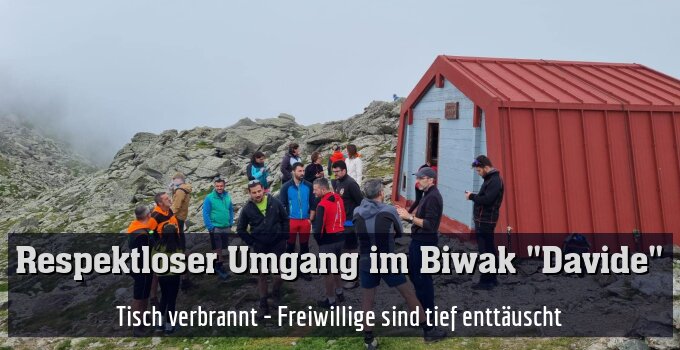 Tisch verbrannt - Freiwillige sind tief enttäuscht