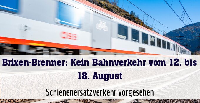 Schienenersatzverkehr vorgesehen