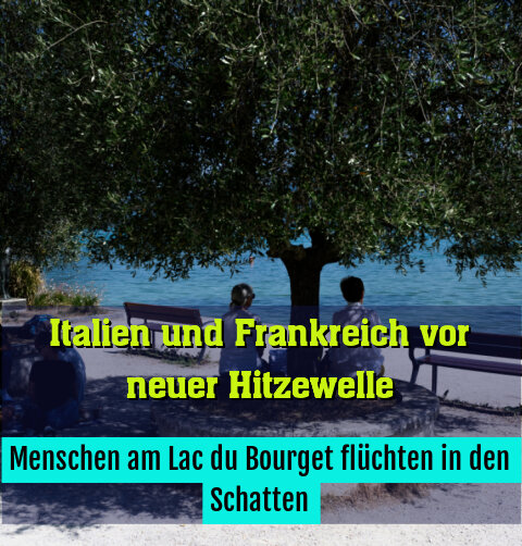 Menschen am Lac du Bourget flüchten in den Schatten