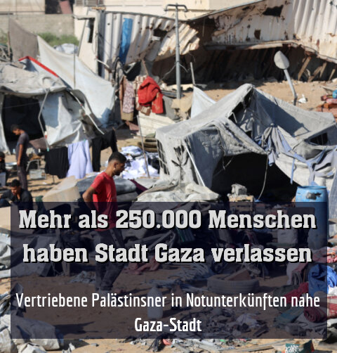 Vertriebene Palästinsner in Notunterkünften nahe Gaza-Stadt