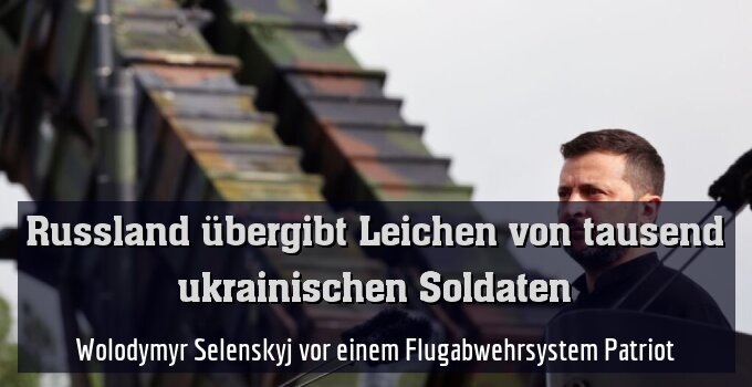 ++ ARCHIVBILD ++ Wolodymyr Selenskyj vor einem Flugabwehrsystem Patriot