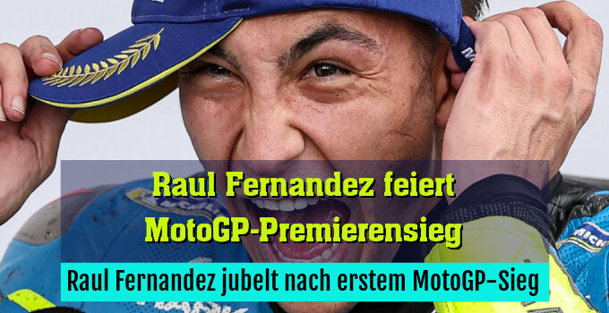 Raul Fernandez jubelt nach erstem MotoGP-Sieg