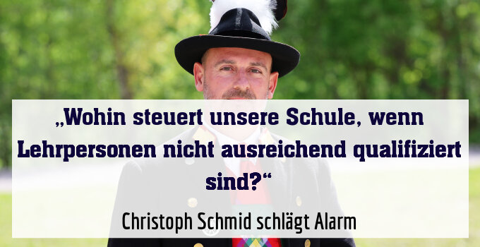 Christoph Schmid schlägt Alarm