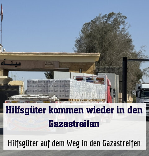 Hilfsgüter auf dem Weg in den Gazastreifen