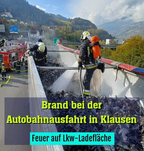 Feuer auf Lkw-Ladefläche