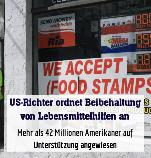 Mehr als 42 Millionen Amerikaner auf Unterstützung angewiesen