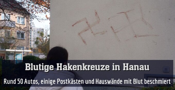 Rund 50 Autos, einige Postkästen und Hauswände mit Blut beschmiert