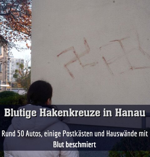 Rund 50 Autos, einige Postkästen und Hauswände mit Blut beschmiert
