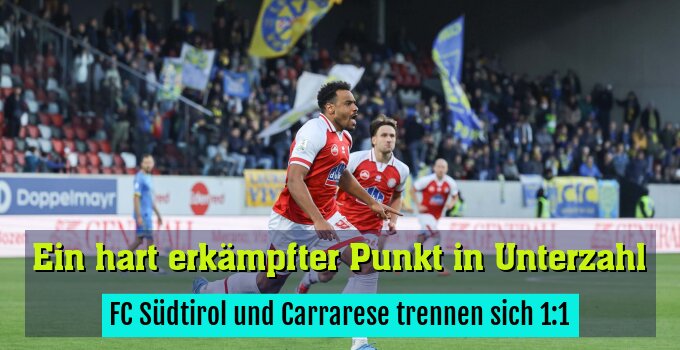 FC Südtirol und Carrarese trennen sich 1:1