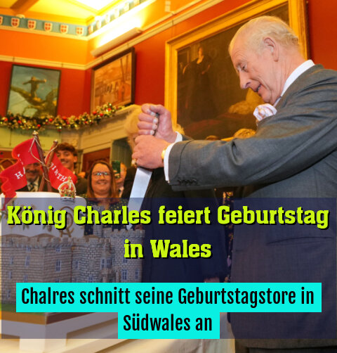 Chalres schnitt seine Geburtstagstore in Südwales an