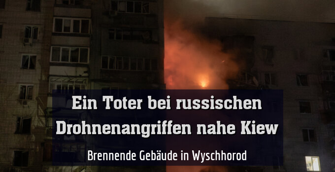 Brennende Gebäude in Wyschhorod