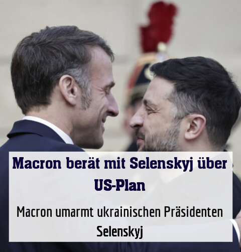 Macron umarmt ukrainischen Präsidenten Selenskyj