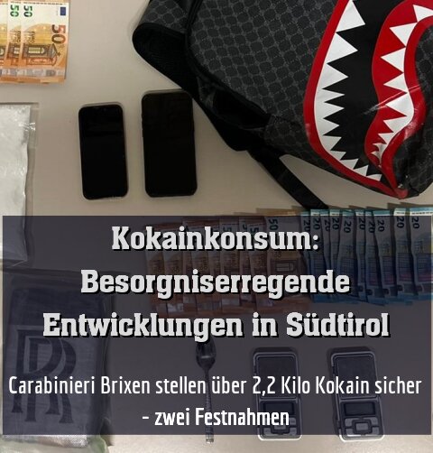 Carabinieri Brixen stellen über 2,2 Kilo Kokain sicher - zwei Festnahmen