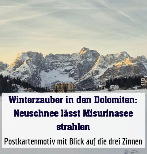 Postkartenmotiv mit Blick auf die drei Zinnen