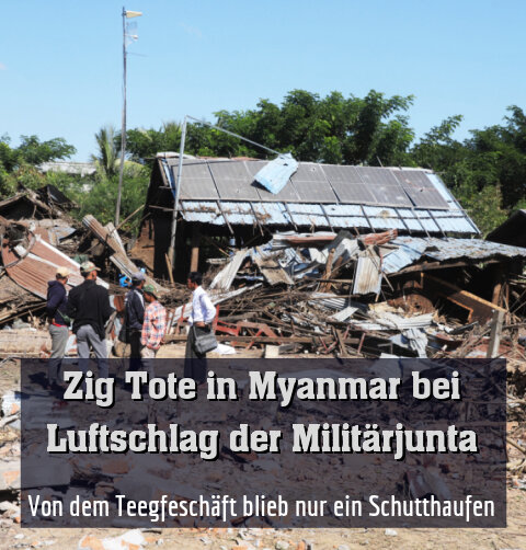 Von dem Teegfeschäft blieb nur ein Schutthaufen