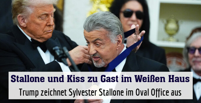 Trump zeichnet Sylvester Stallone im Oval Office aus