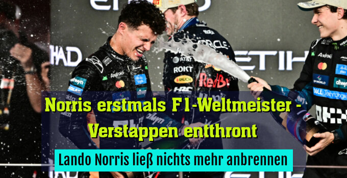 Schampusdusche für Lando Norris von Oscar Piastri