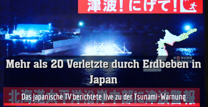 Das japanische TV berichtete live zu der Tsunami-Warnung