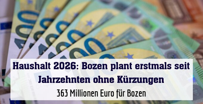 363 Millionen Euro für Bozen