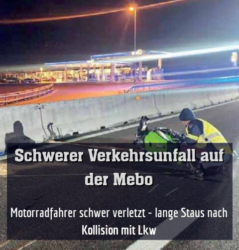 Motorradfahrer schwer verletzt - lange Staus nach Kollision mit Lkw
