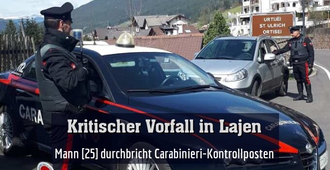 Mann [25] durchbricht Carabinieri-Kontrollposten