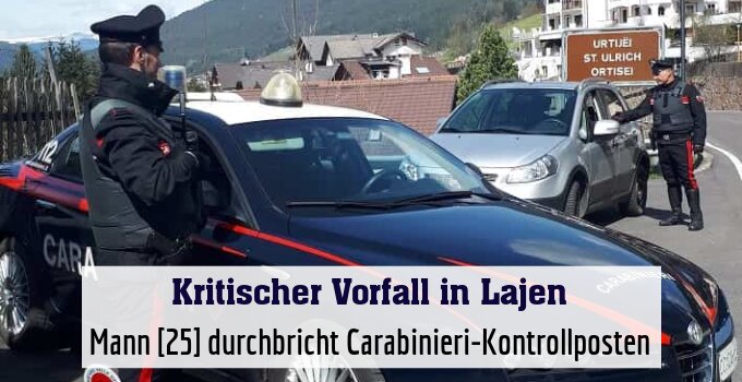 Mann [25] durchbricht Carabinieri-Kontrollposten