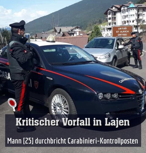 Mann [25] durchbricht Carabinieri-Kontrollposten