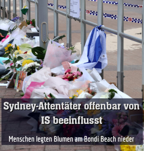 Menschen legten Blumen am Bondi Beach nieder