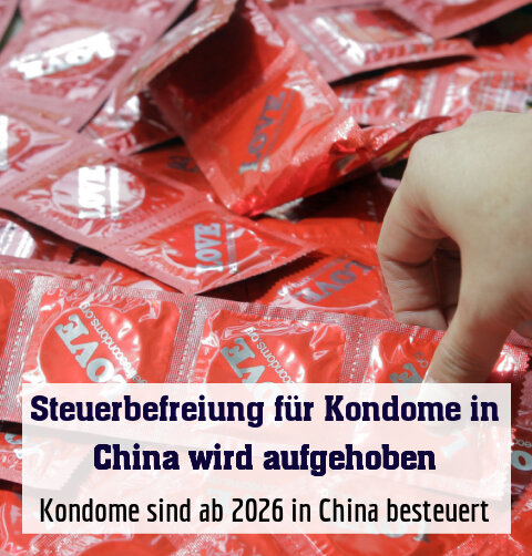 Kondome sind ab 2026 in China besteuert