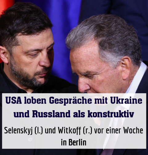 Selenskyj (l.) und Witkoff (r.) vor einer Woche in Berlin