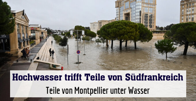 Teile von Montpellier unter Wasser