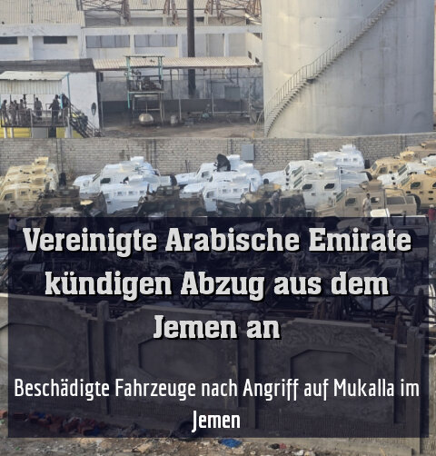 Beschädigte Fahrzeuge nach Angriff auf Mukalla im Jemen