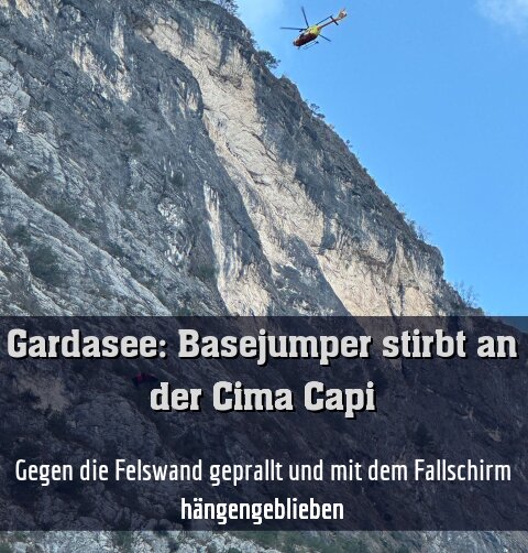 Gegen die Felswand geprallt und mit dem Fallschirm hängengeblieben