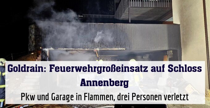 Pkw und Garage in Flammen, drei Personen verletzt