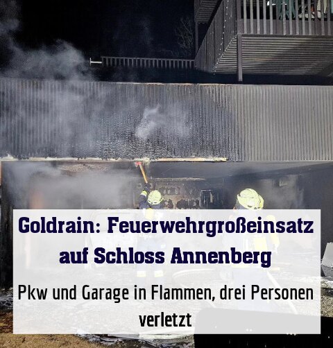 Pkw und Garage in Flammen, drei Personen verletzt