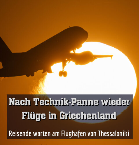 Reisende warten am Flughafen von Thessaloniki