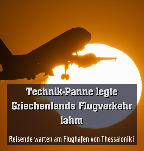 Reisende warten am Flughafen von Thessaloniki
