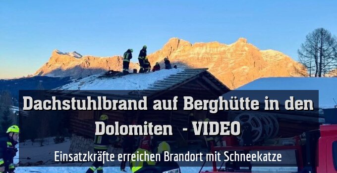 Einsatzkräfte erreichen Brandort mit Schneekatze